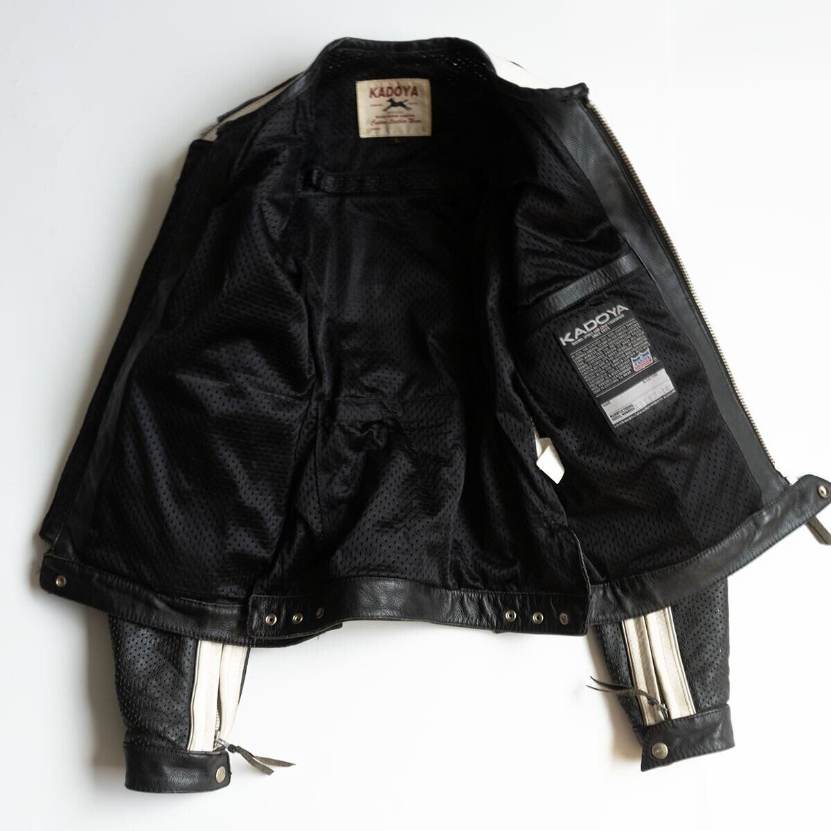 雰囲気抜群】KADOYA【パンチング シングルライダースジャケット】 L  