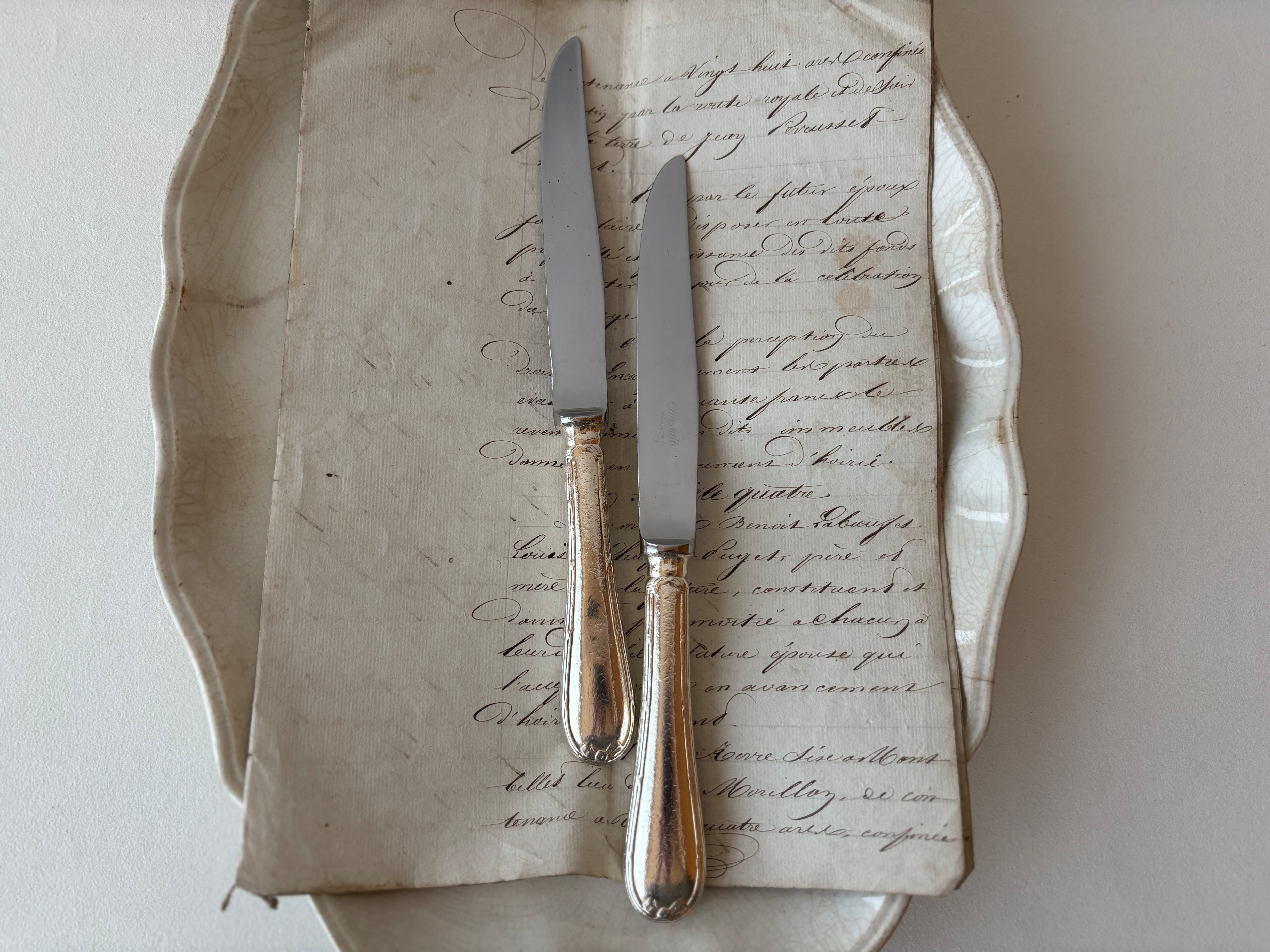 【1本価格】CHRISTOFLE クリストフル / Rubans(リュバン) シルバープレート テーブルナイフ