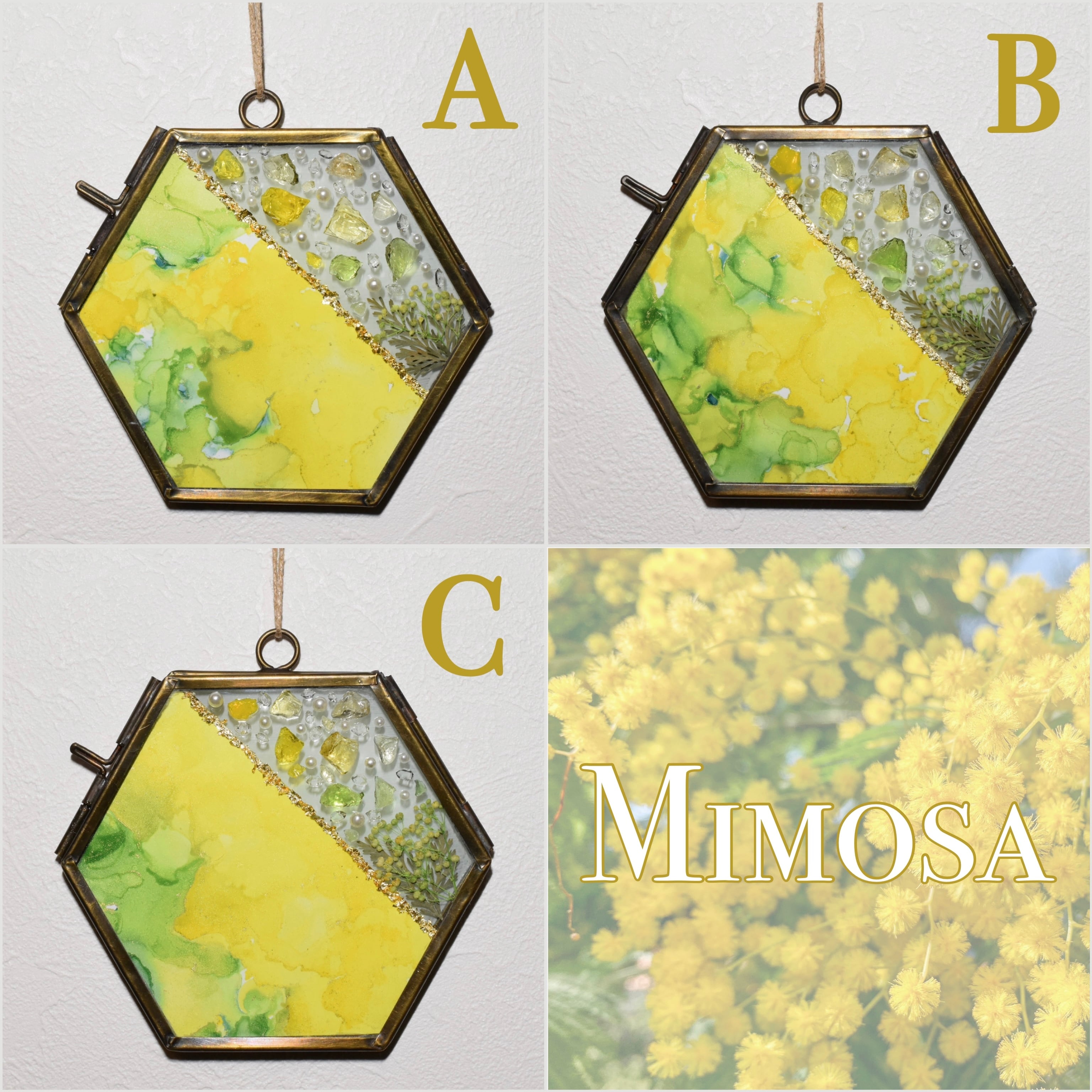 Mimosa ✧ ミモザ 〛アルコールインクアート 壁掛けインテリア