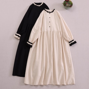 2色/裾フリルハーフボタンワンピース ・8113 2色/裾フリルハーフボタンワンピース ・8113