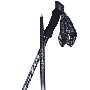 【スノーバスケット Art.B-95 セット】FIZAN トレッキングポール COMPACT Black コンパクトブラック 可変3段 59-132cm 2本セット