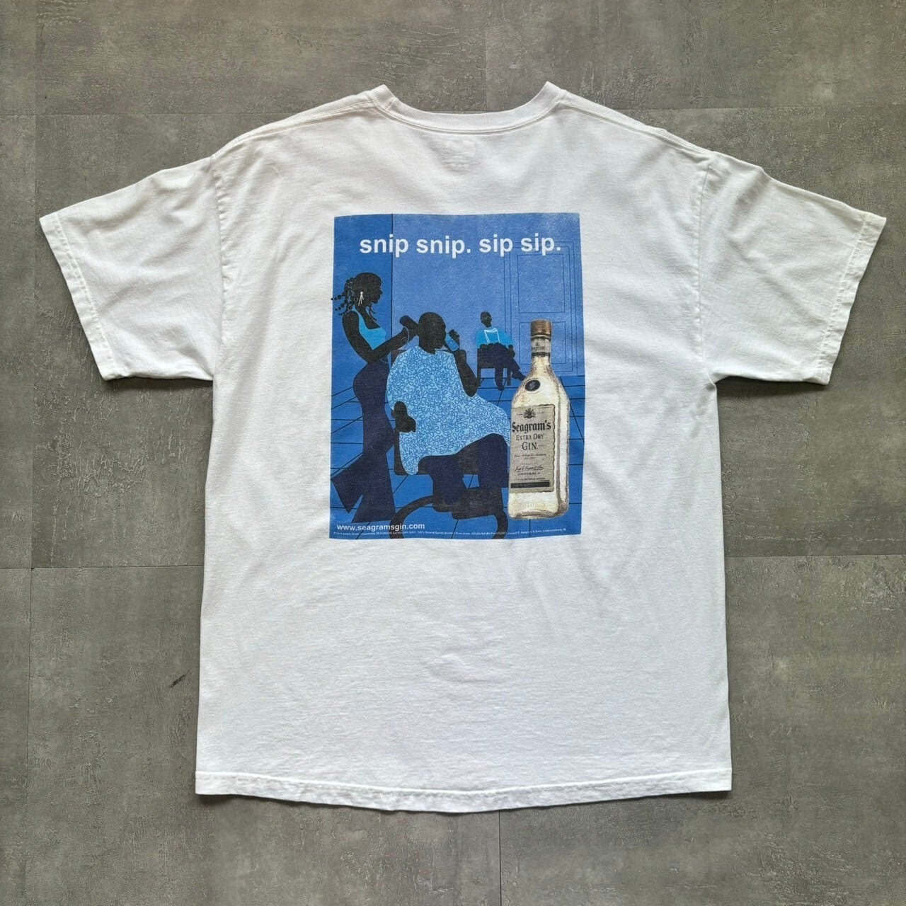 《L size》Hanes ヘインズ 00s Seagram's Extra Dry Gin プリントTシャツ 両面プリント お酒Tシャツ No.3310