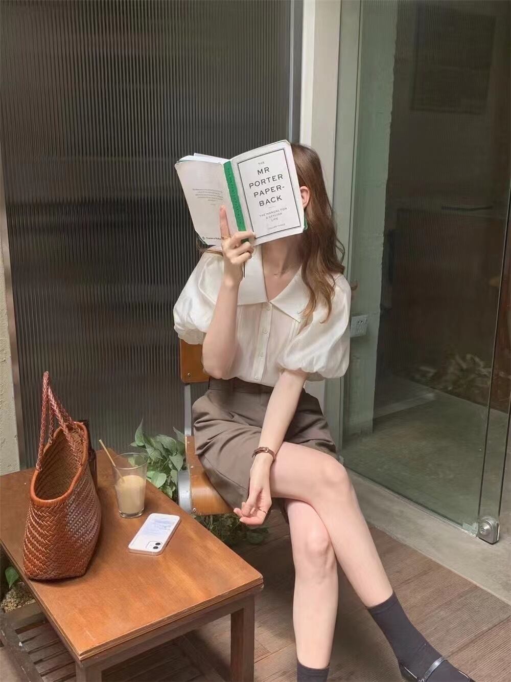 パフスリーブ半袖ブラウス　AJ2205-719