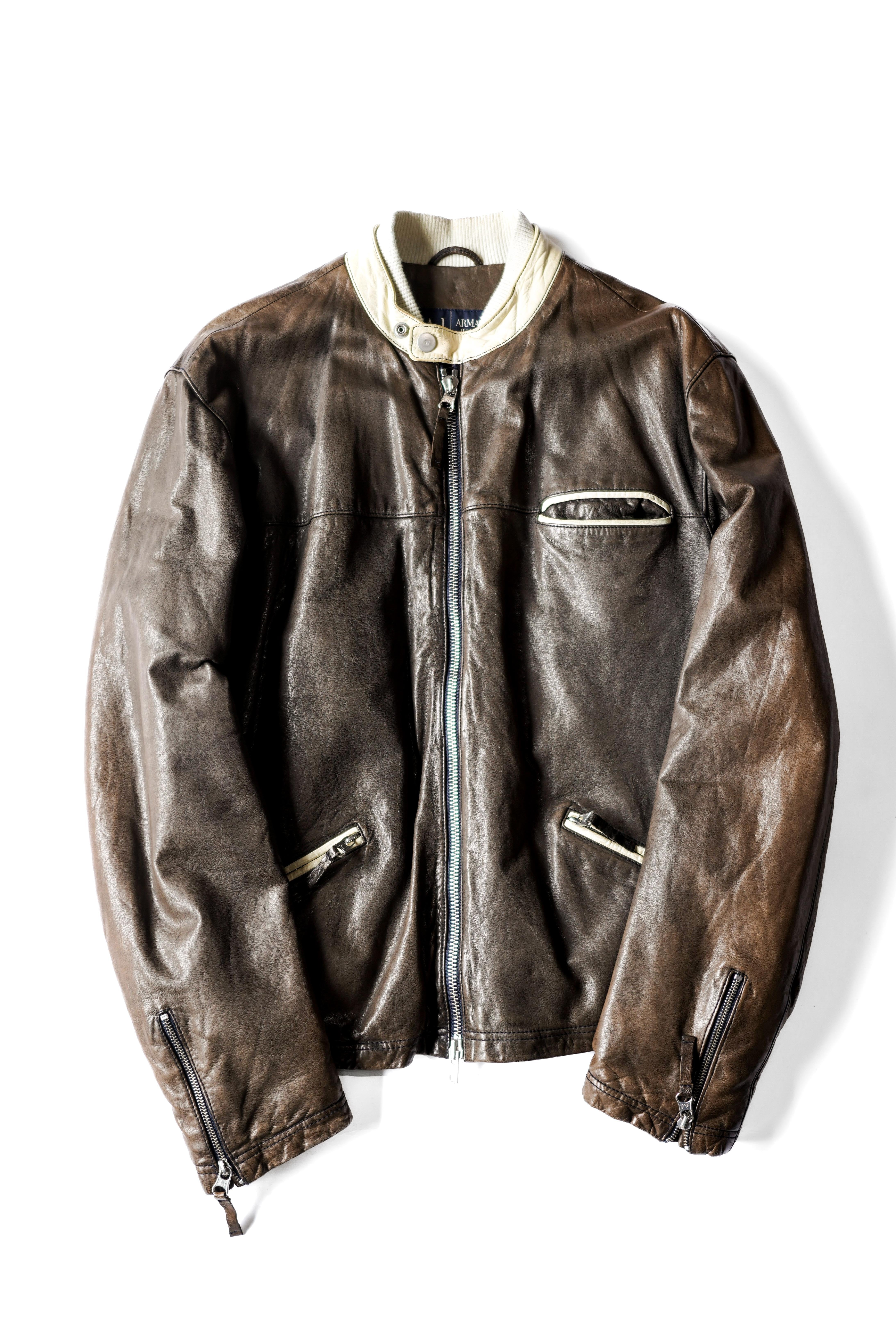 armani jeans レザージャケット ARMANI JEANS” Nappa Leather Riders Jacket | ESSENCE