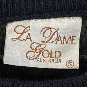 【La Dame Gold】オーストラリア製 3Dニット セーター 柄ニット 柄物 マルチカラー 立体編み S Australia 古着