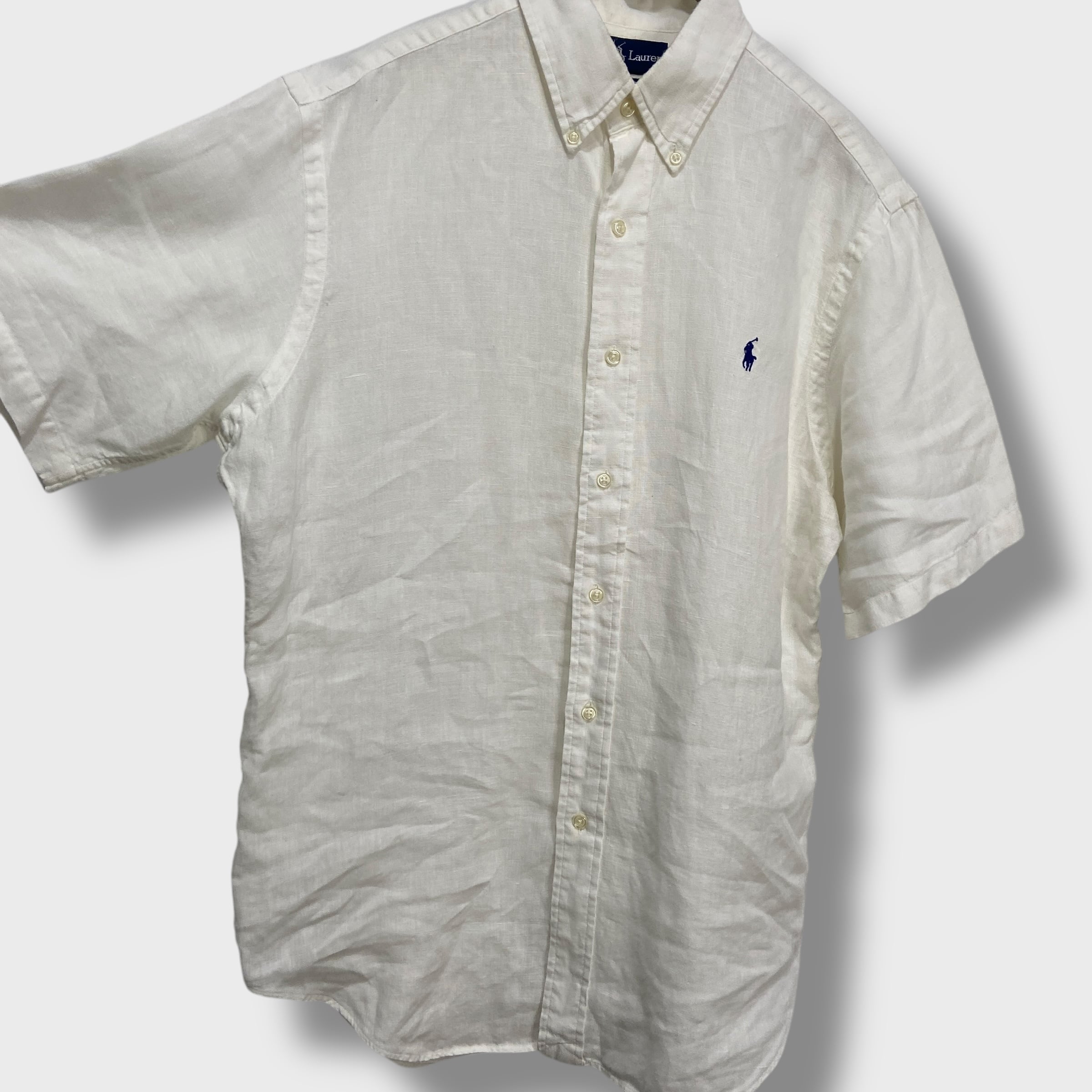 リネン Ralph Lauren 半袖シャツ XL ホワイト Ralph Lauren 半袖リネンシャツ classic fIt 白 M | 古着屋 Uan
