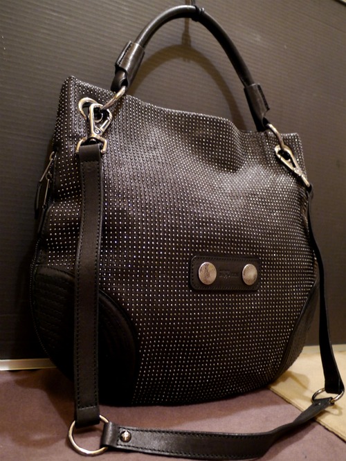 美品22万★AlexanderMcQUEEN アレキサンダーマックイーン ユニセックス ミクロスタッズ2way レザー トート バッグ 黒★