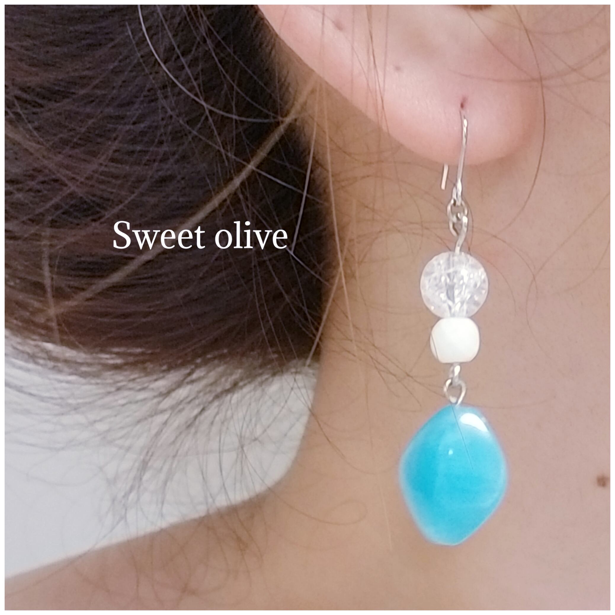 ターコイズブルーサークルピアス Circle Turquoise earring(サークルターコイズピアス