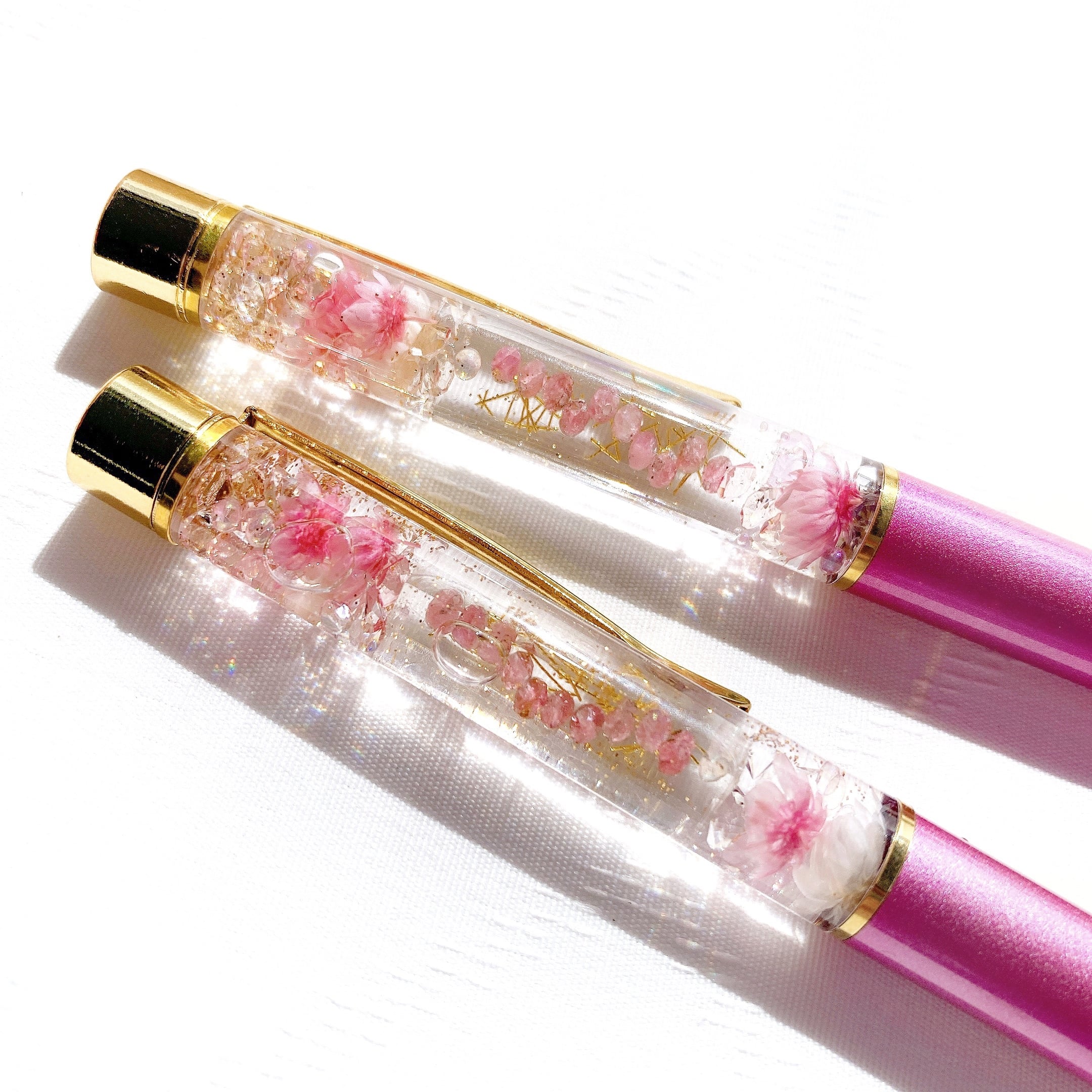 10月 誕生石 トルマリン】天然石のハーバリウムボールペン 替え芯付き