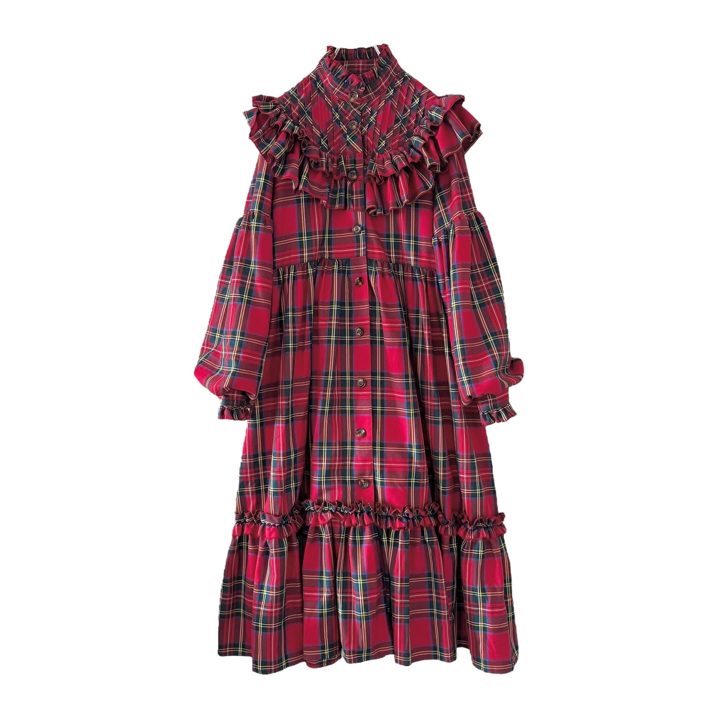 ヨークフリルワンピース RED