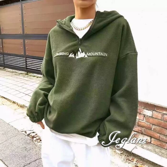 4色 ニット パーカー フーディ ハーフジップ ドロップショルダー(MB617)σ,ς*