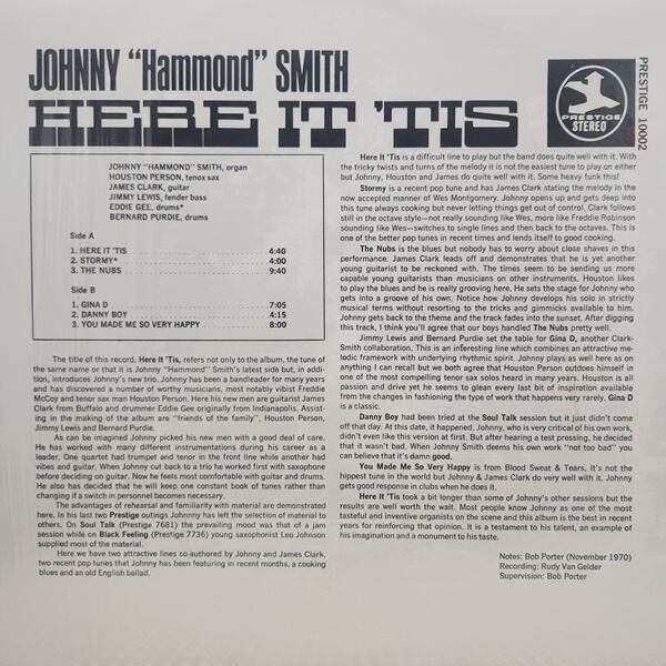 Johnny Hammond / Here It 'Tis [PR 10002] - 画像2