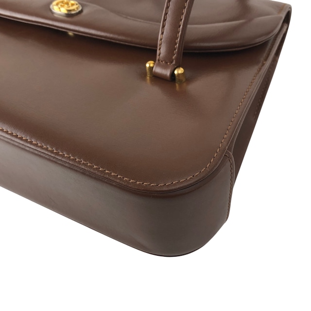 GUCCI グッチ ブラウン GG レザー フラップ ハンドバッグ vintage ヴィンテージ オールド auy3z2