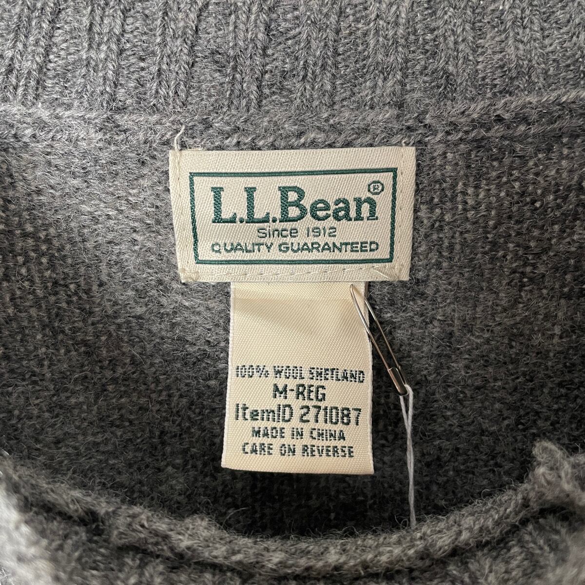 00s L.L.Bean ウール ニット セーター 無地 グレー エルエルビーン ...