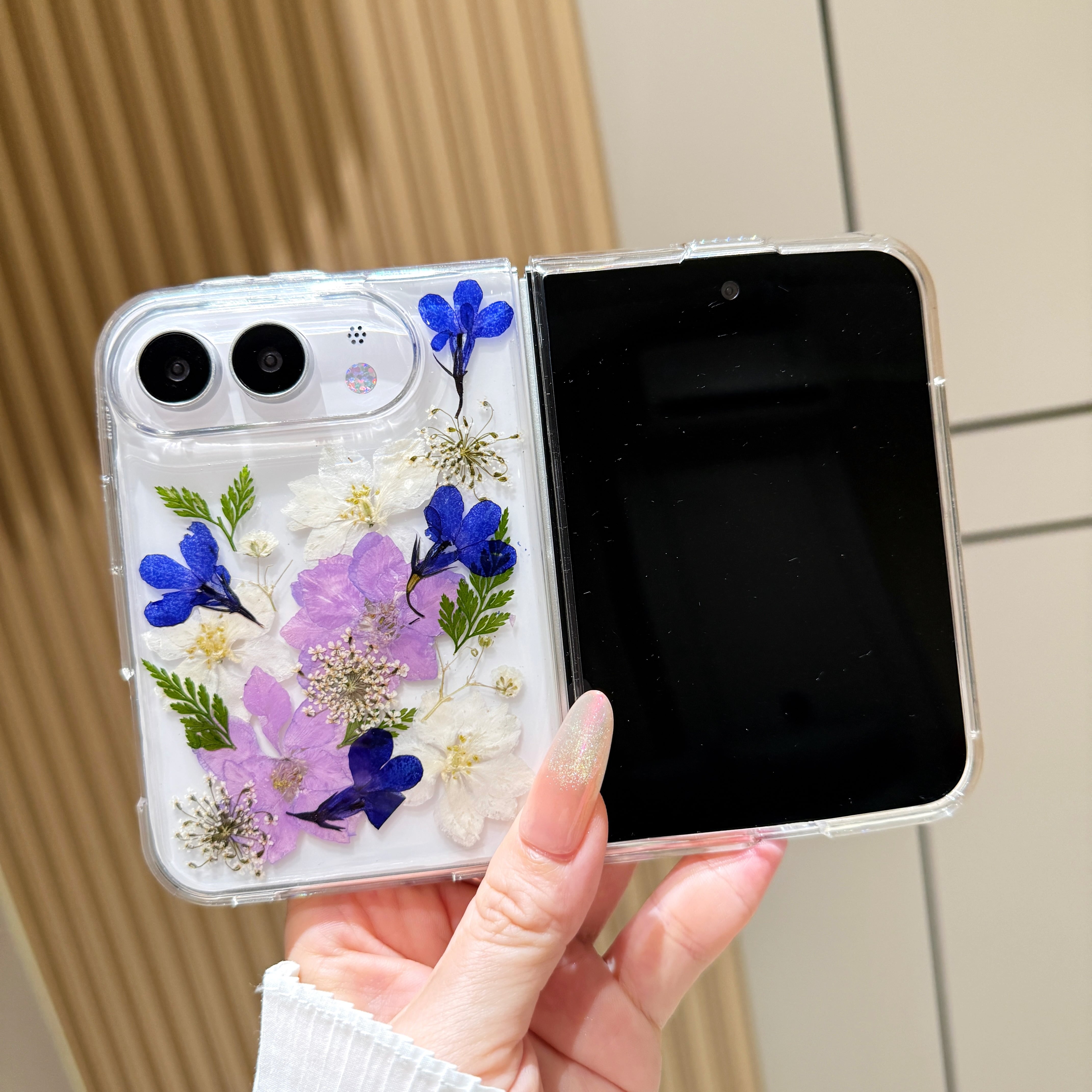 小さな花庭 iPhone Duoケース クリア おしゃれ 押し花 ドライフラワー