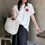 アーチハンドル ラタン風レザーバッグ