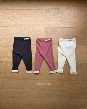 送料無料【予約】mienbloomB/Lace Rib Leggings