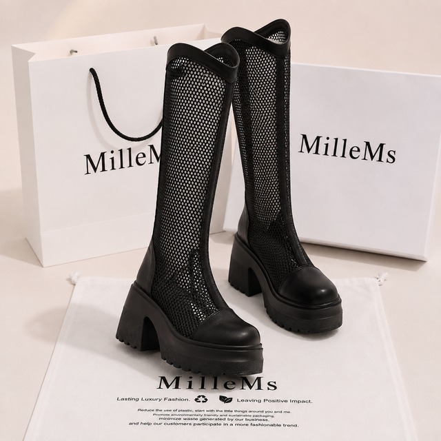 back zipper high heel long boots m0005
