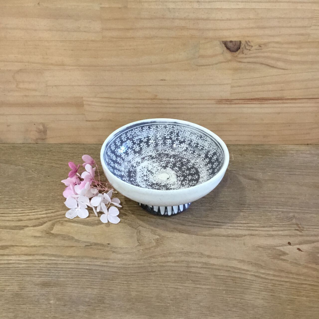 笠間焼 花三島 台付小鉢 新井倫彦作 | 趣味の園芸と陶器山竹