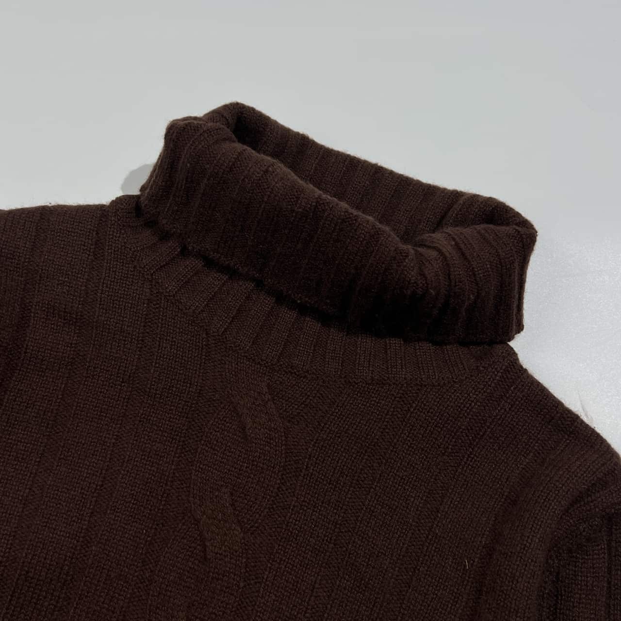 カシミヤ100% Lui Chantant ルイシャンタン タートルネック リブ編 ニット セーター 38/ブラウン レディース