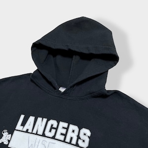 【GILDAN】LANCERS ロゴ プリント パーカー プルオーバー スウェット フーディー hoodie M ブラックランサーズ us古着