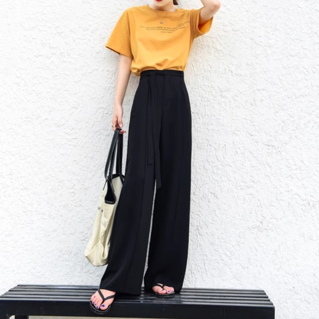 【ハイウエストスリムストレートパンツ】P00722