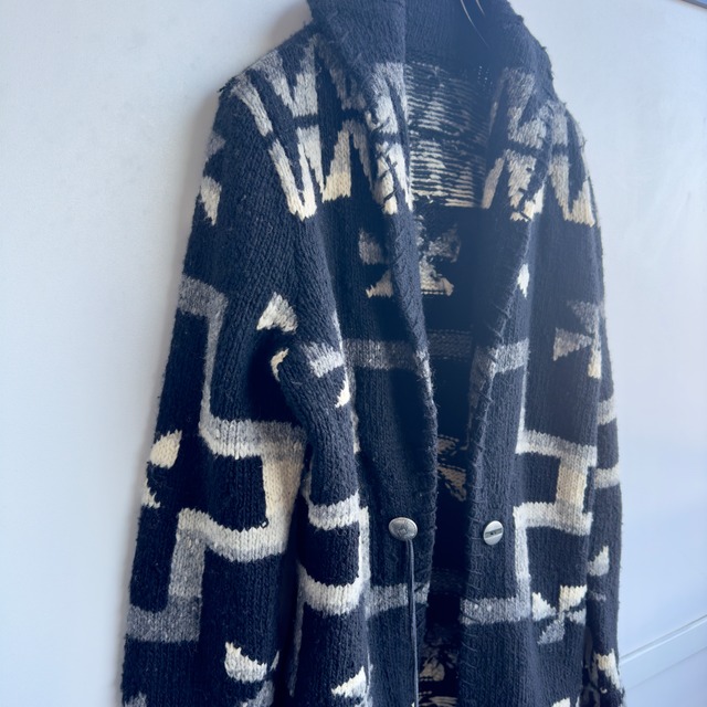Ralph Lauren ラルフローレン ハンドニットカーディガン 80s〜90s 風車柄 ショールカラー ブラック ヴィンテージ古着 S 画像2