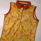 Admiral アドミラル ゴルフ 総柄 ドライ ノースリーブ ポロシャツ L/オレンジ