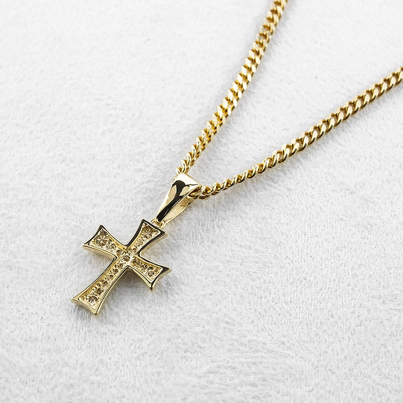 18金 ネックレス メンズ クロス ダイヤモンド ペンダントトップ