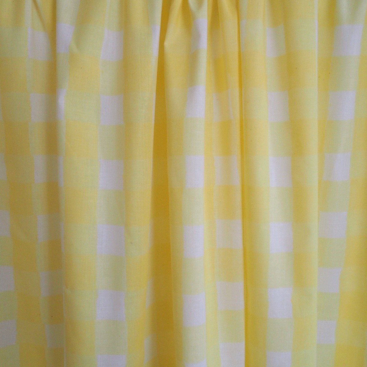 ブロックプリント生地【50cm単位】インド綿  チェック柄(大) 白×イエロー #50113-YL1