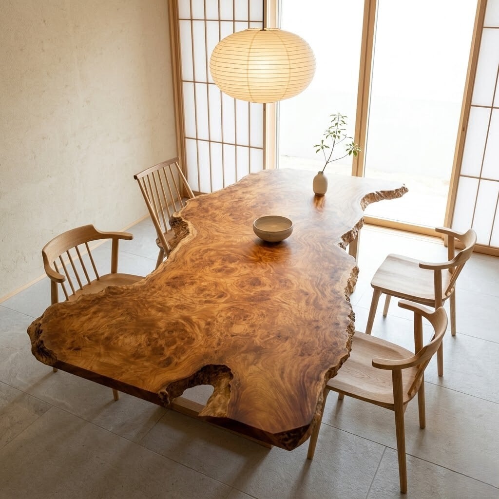 【10月24日最終掲載】一枚板風　自然曲線ダイニングテーブル 千年家具 - 一枚板 テーブル専門店