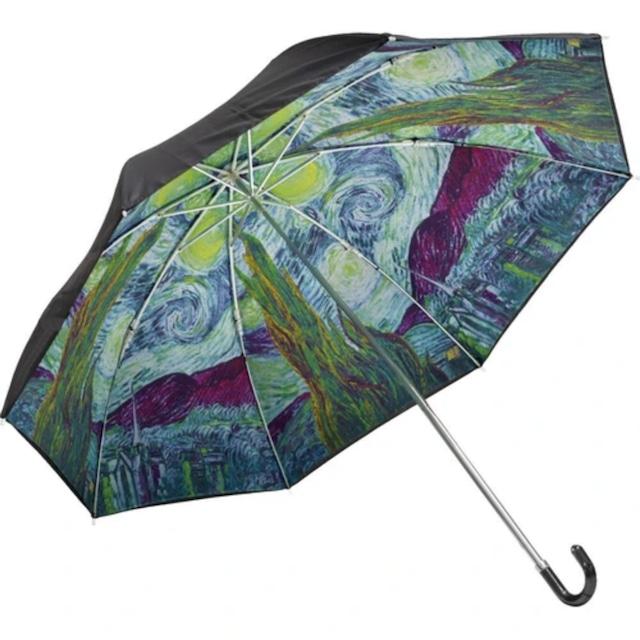 umbrella　折り畳み式　ゴッホ　星月夜の日傘 雨傘 晴雨兼用 街歩き 旅行 UV対策 紫外線 紫外線対策】