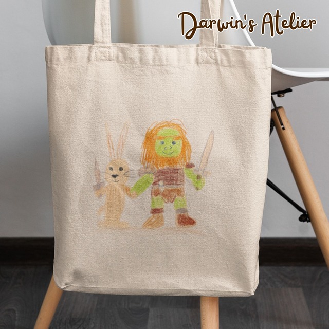 トートバッグ　ウサギとライオン　手をつなぐ勇気