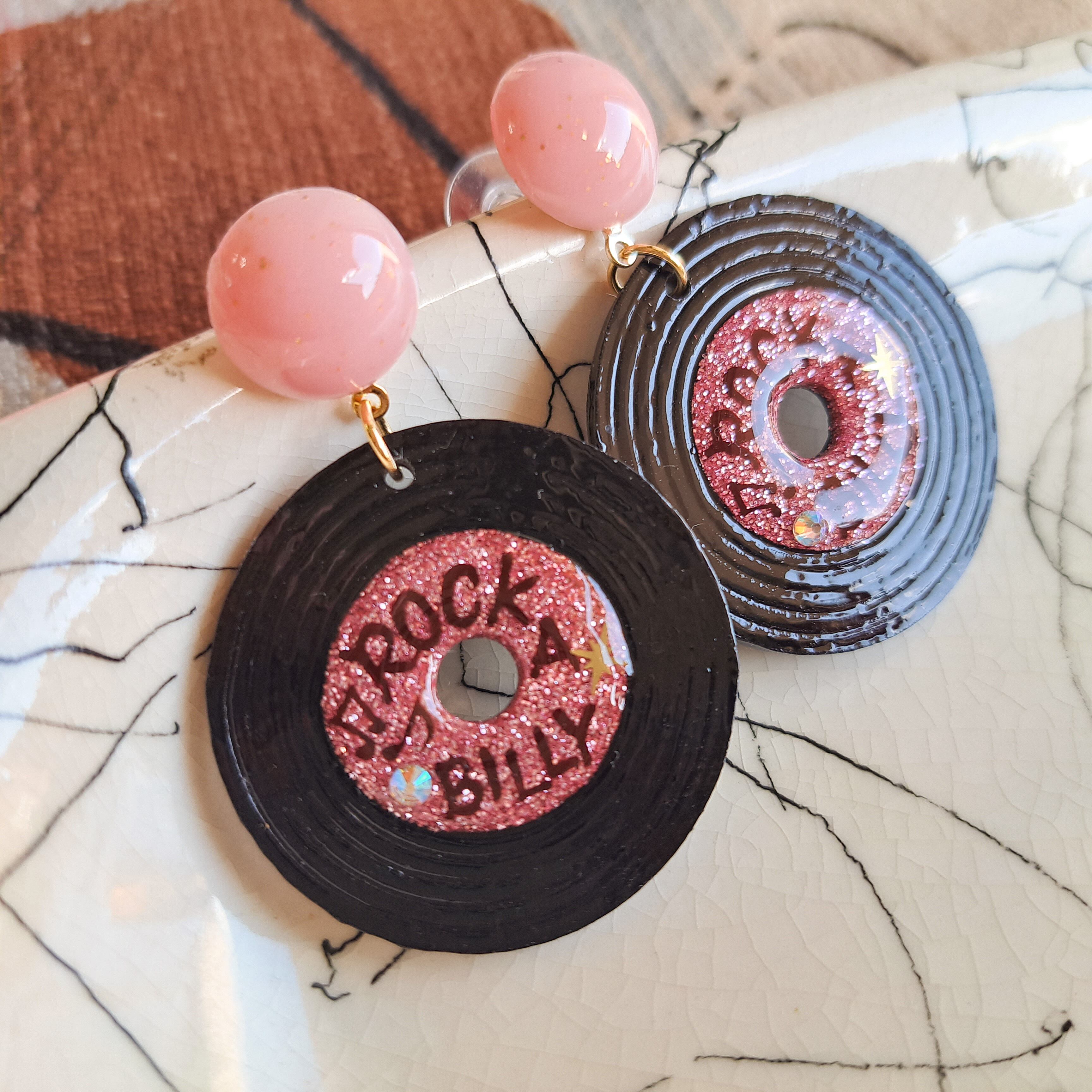 ♬ Pink Rockabilly Record ♬ レコードピアス・イヤリング/Rockabilly  