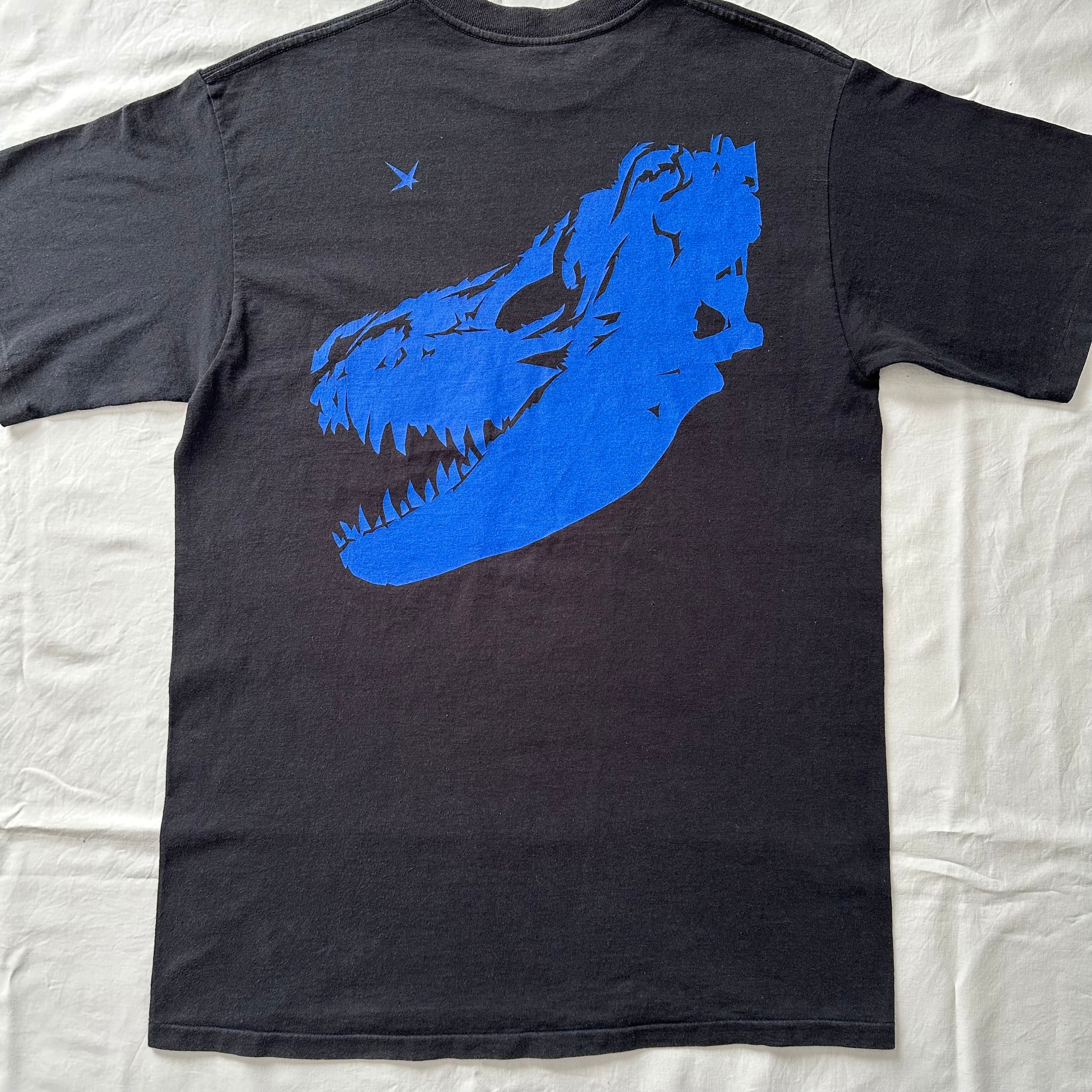 stussy tシャツ old 短丈　黒　ブラック　水色　ロゴ 00s OLD STUSSY DESIGN DINOSAUR TEE.BLACK.L | Lookin'4