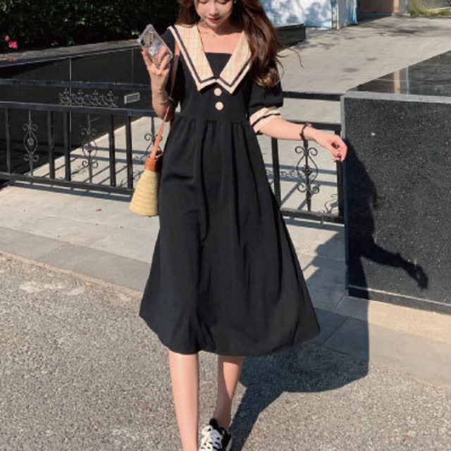 セーラー衿 半袖 ワンピース ロング丈 レディース レトロ スクールガール 春 夏 秋 セーラーカラー チェック 黒 大きいサイズ 切り替え フレア ワンピース かわいい 無地 レディース プチプラレディースファッション通販 Yboueki セーラー衿 半袖 ワンピース ロング丈 レディース レトロ スクールガール 春 夏 秋 セーラーカラー チェック 黒 大きいサイズ 切り替え フレア ワンピース かわいい 無地 レディース プチプラレディースファッション通販 Yboueki