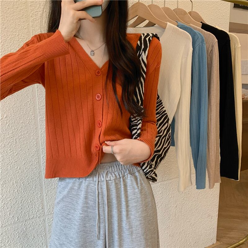 ニットカーディガンスプリングオータムショートセーター コート トップス ロング 春物 秋物 1号婦人73744080719