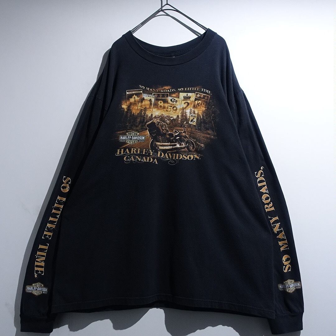 “Harley Davidson” Black Full Print Design Long T-shirt