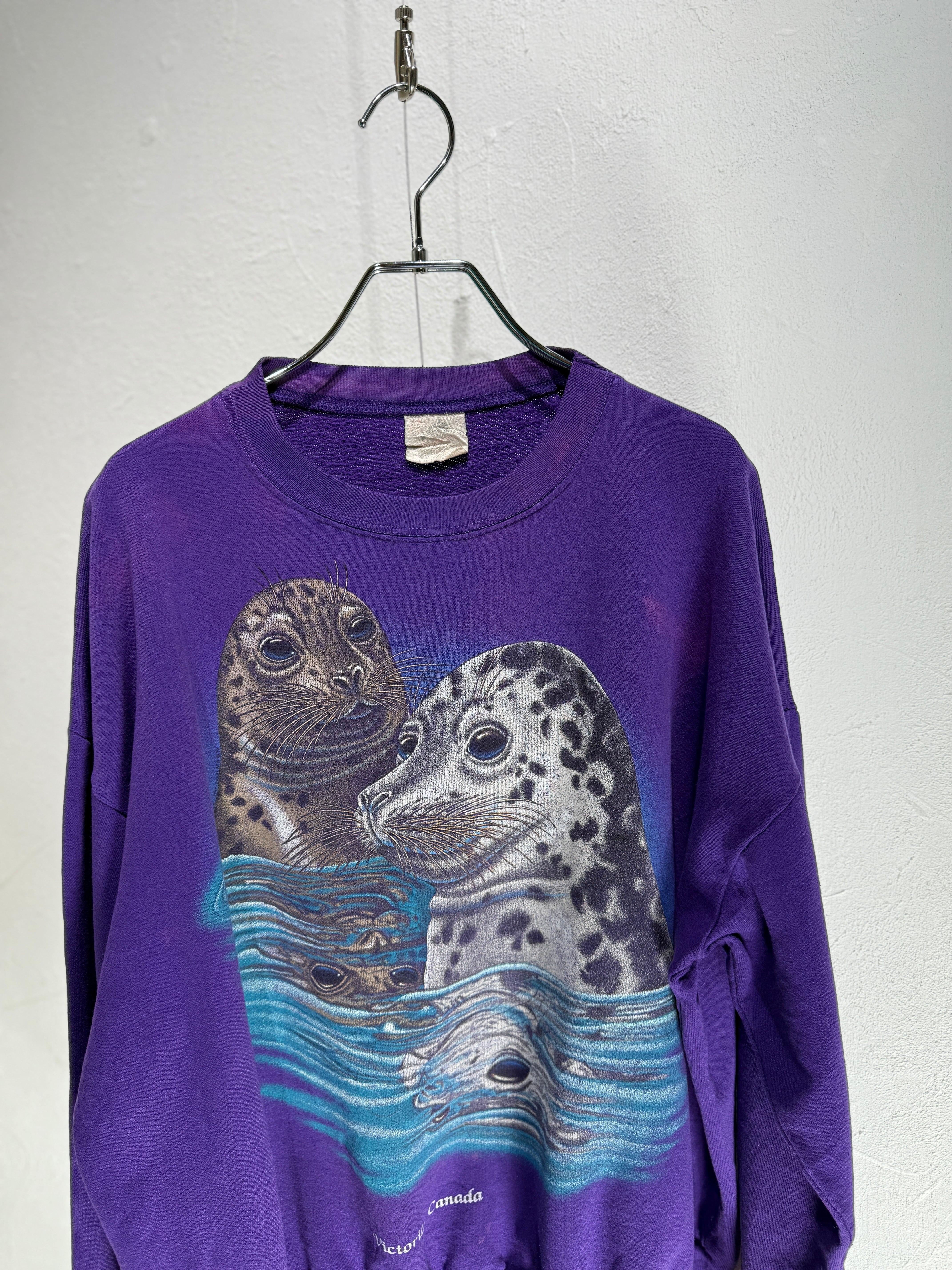 90’s CANADA made “Seal Water Reflection” Art Sweat Shirt