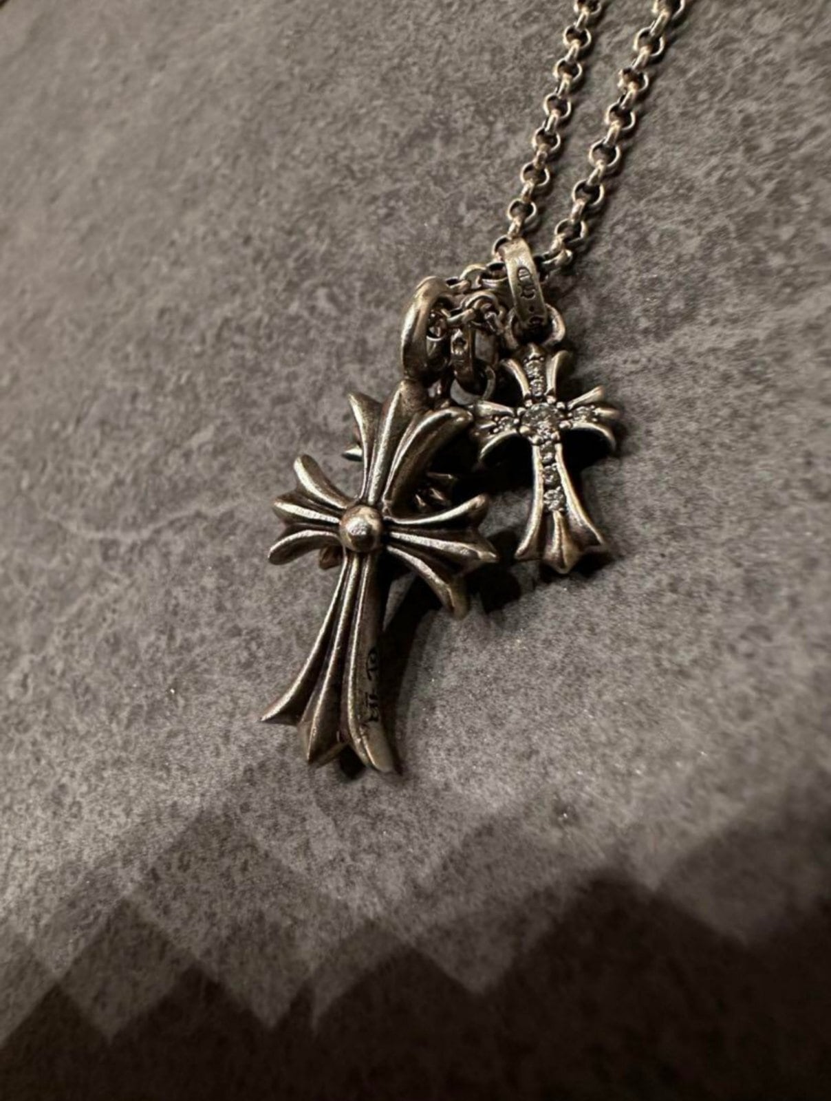 CHROME HEARTS クロムハーツ ネックレス クロス3連 ダイヤ | chromehearts