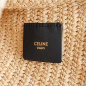 セリーヌ ラフィア クラッチバッグ ブラック スパンコール レザー