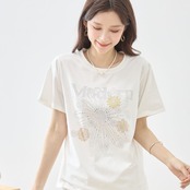 TRUBE フラワーモチーフプリントTシャツN12-1097【M~L】ホワイト