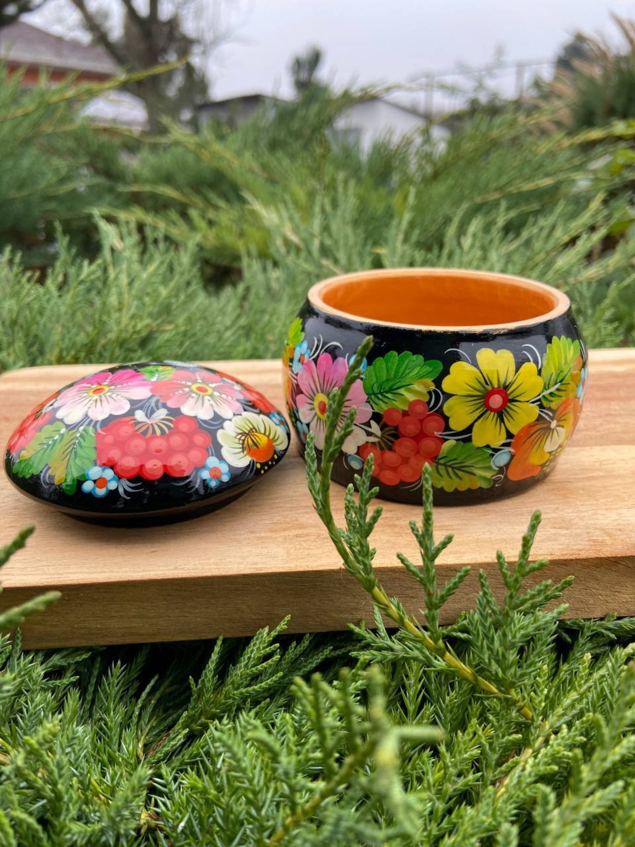 ペトリキウカ塗りのジュエリーボックス（人間国宝ホメンコ作）ウクライナ製 - 10