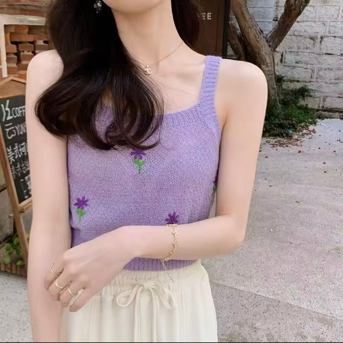 フラワーステッチカーディガンセット