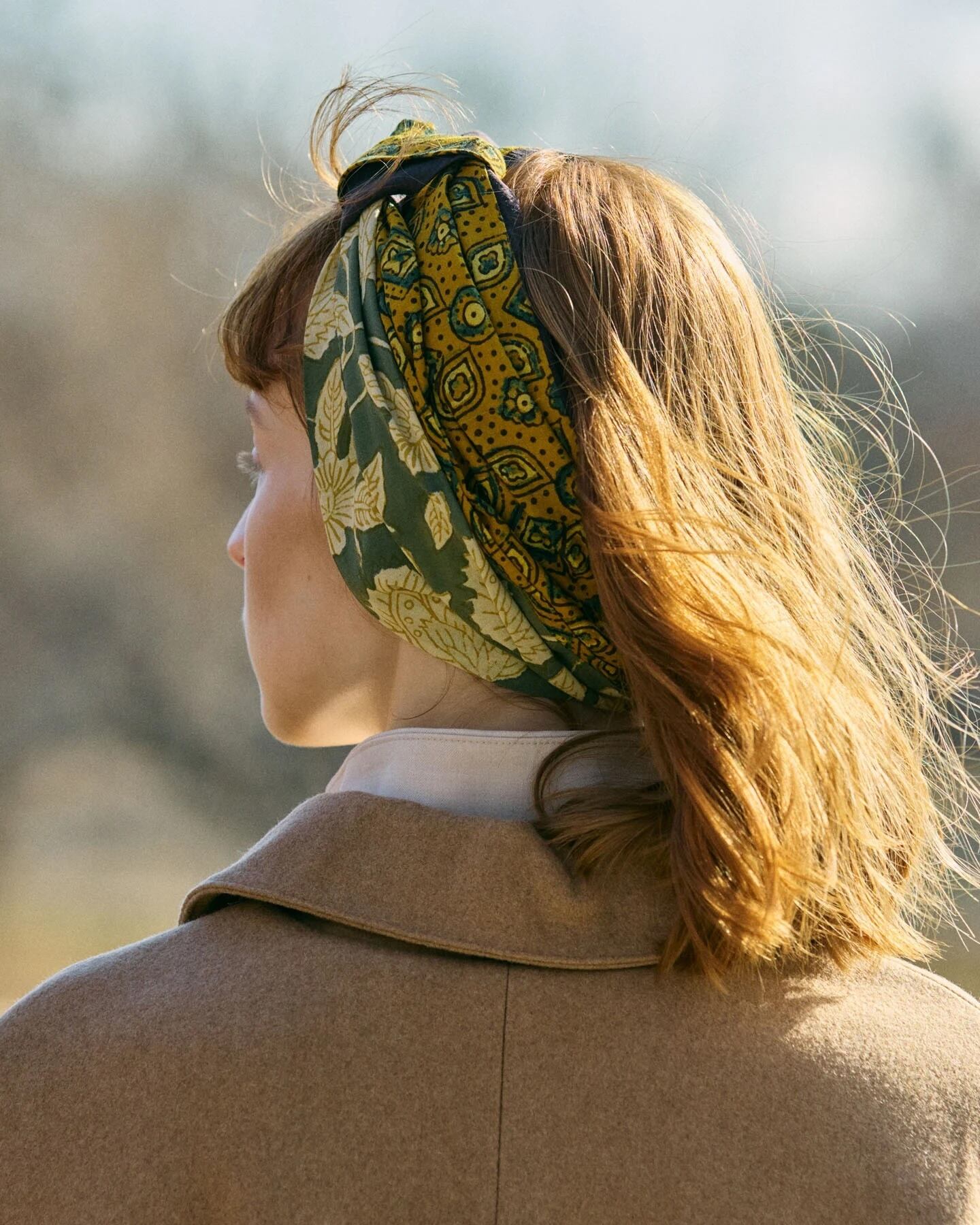 【chisaki】sumi ヘアターバン chisaki (チサキ) sumi コットンブロックプリント ターバン(ヘアバンド