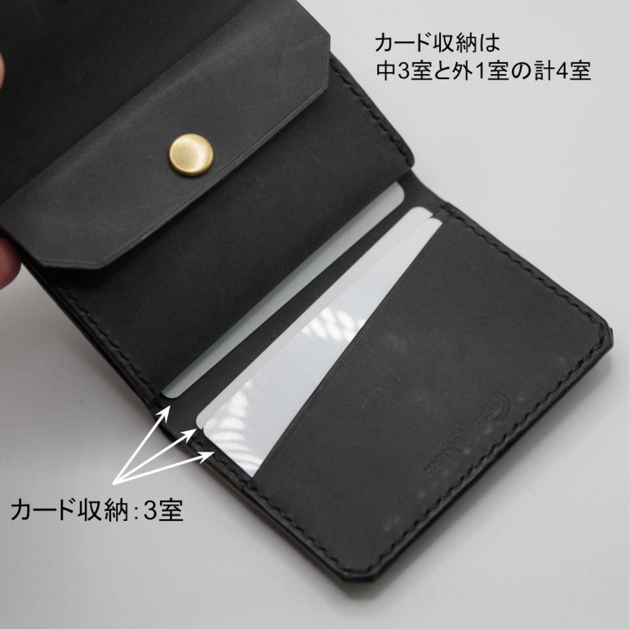 コンパクト3つ折り財布　赤×黒