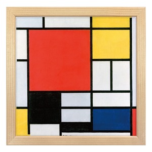 [額縁付き] 赤、青、黄のコンポジション ピート・モンドリアン アートポスター 223×223mm 天然木 ポスターフレーム 木製 絵画 名画 日本製 APFS110