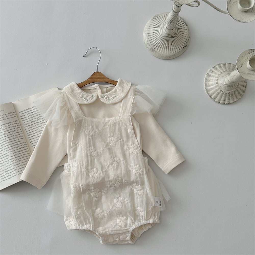 【BABY】秋新作 ナチュラル花柄ロンパース/ブラウス