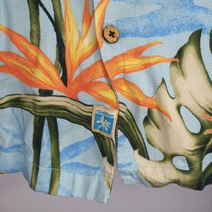 Caribbean　シルク　アロハシャツ　開襟　オーバーサイズ　半袖　ポケット