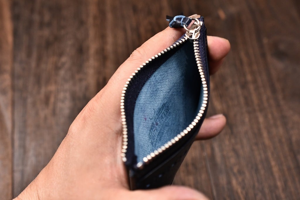 岩手県遠野産 鹿革 藍染レザーコイン・カードケース IDDL-COIN CASE